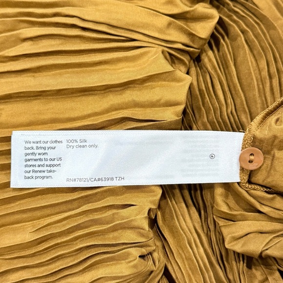 Eileen Fisher Large Bronze Crushed Silk Cap Sleeve Tiered Midi Dress NWT $388 - Picture 14 of 15